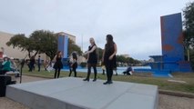 Beautiful girls dancing on the stage