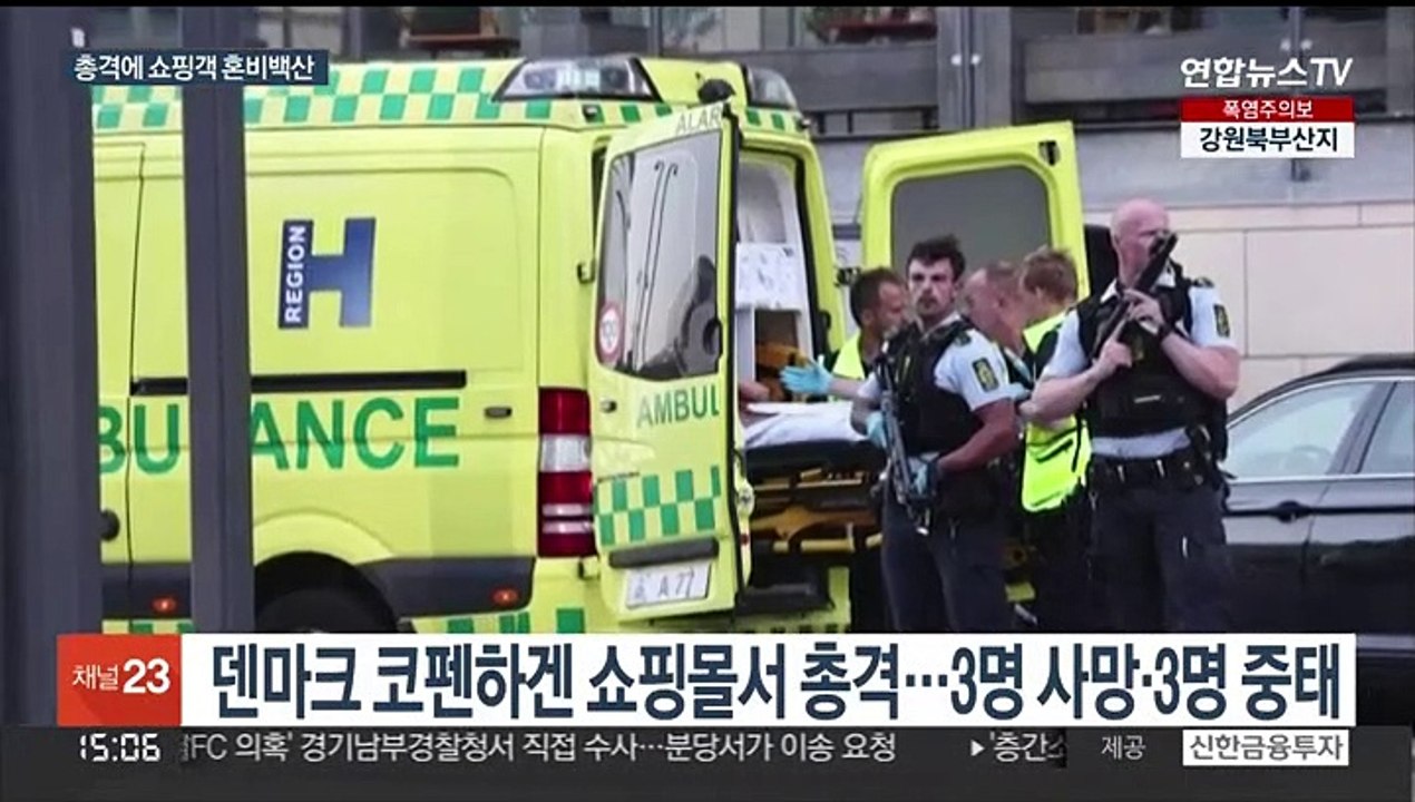 덴마크 쇼핑몰 총격 3명 사망·3명 중태…"테러 가능성도"