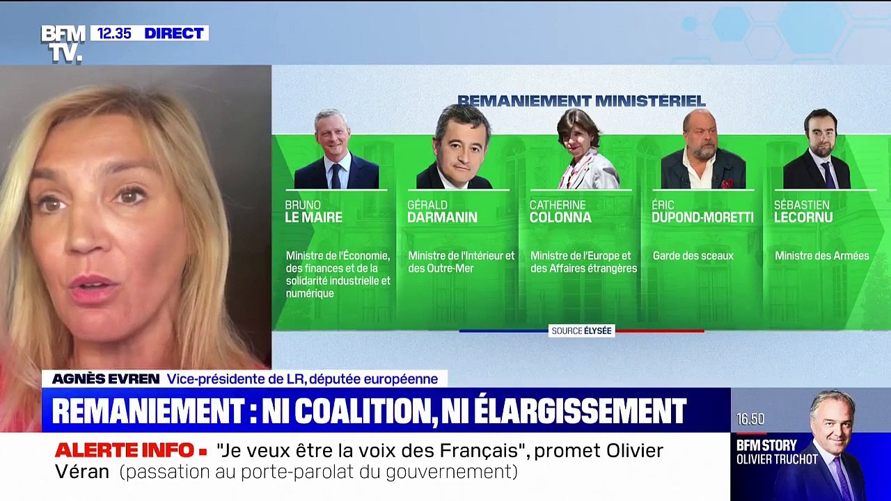 Remaniement: pour Agnès Evren (LR), le gouvernement "ne prend absolument pas en compte la nouvelle donne à l'Assemblée nationale"