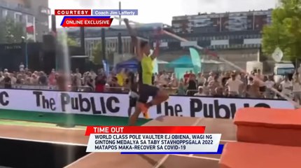 World class pole vaulter EJ Obiena, wagi ng gintong medalya sa Taby Stavhoppsgala 2022 matapos maka-recover sa COVID-19 | 24 Oras