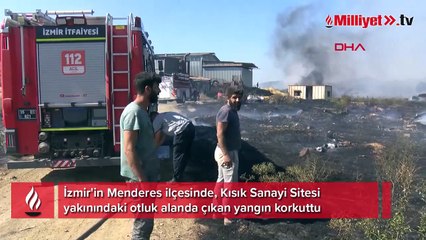 Sanayi sitesi yakınındaki otluk alanda yangın