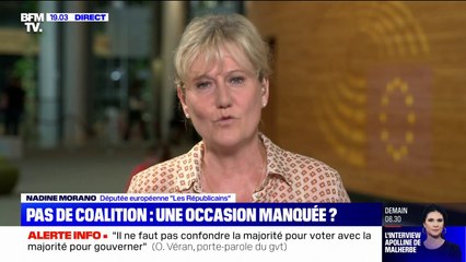 Nadine Morano: "Un gouvernement qui démarre sans avoir la confiance du Parlement, je ne lui donne pas long feu"