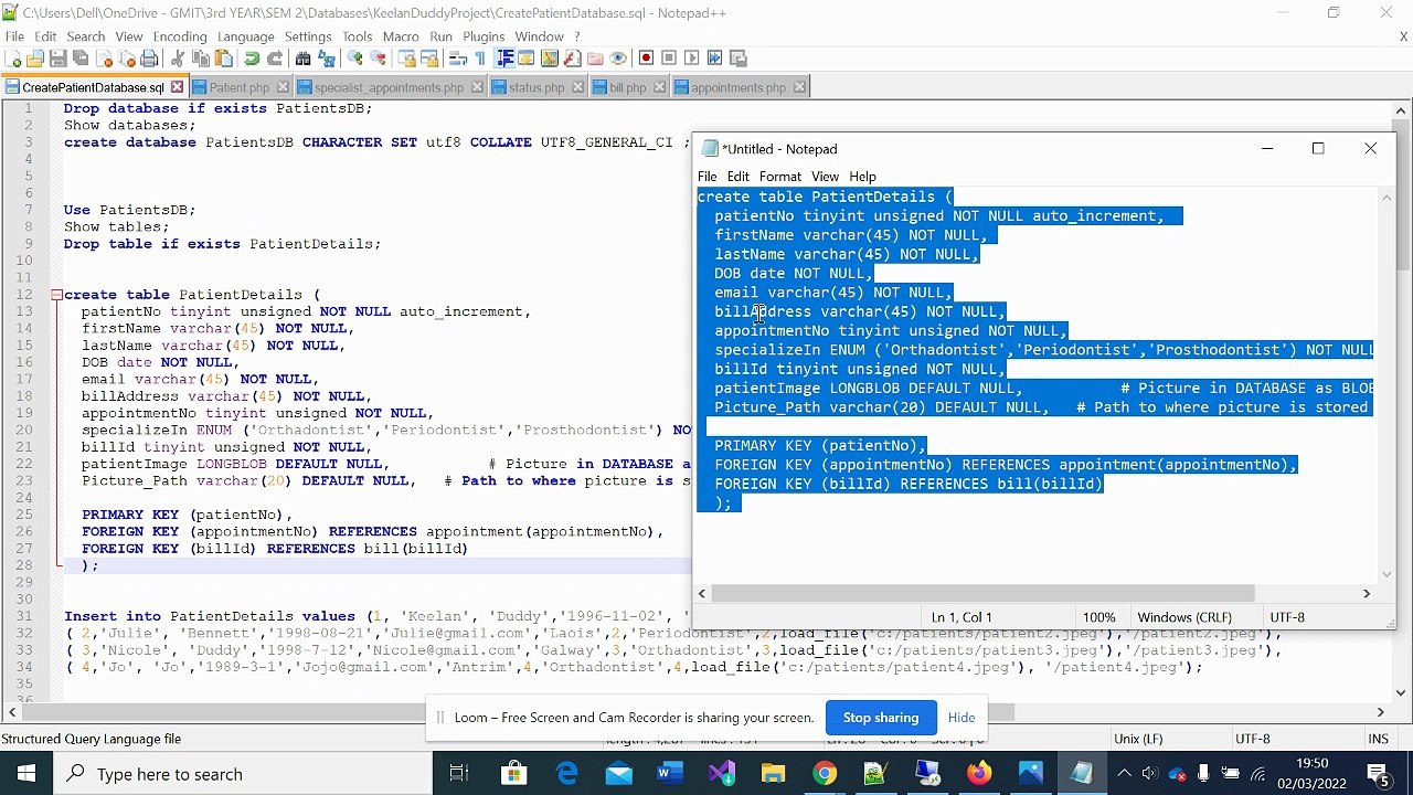 dental database demonstration