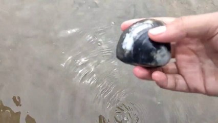 Ini cara orang Kalimantan turun temurun mencari kerang di dalam air, liat semburan napas(bual)