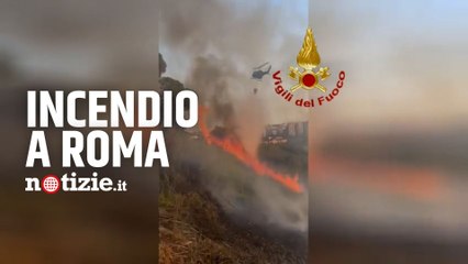 Roma, incendio in zona Pineta Sacchetti: sterpaglie in fiamme “Trovati inneschi multipli”