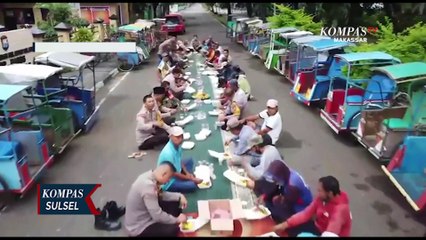 HUT Bhayangkara Ke 76, Ratusan Tukang Becak Sambangi Polsek Turikale