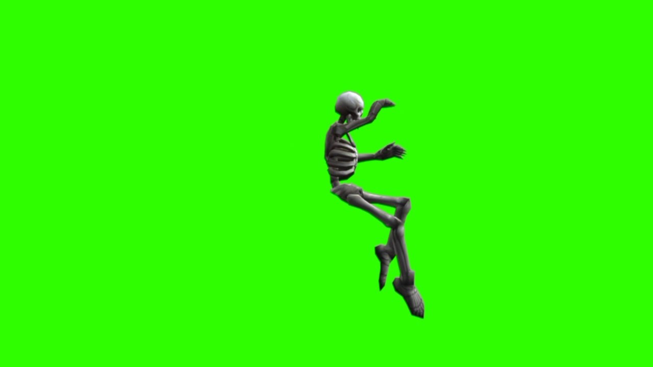 Skeleton flying green screen video | cartoon 3d skeleton flying green screen  video |