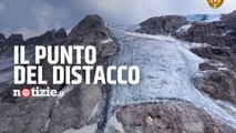 Marmolada, crollo del ghiacciaio: il video del punto del distacco ripreso dall’elicottero