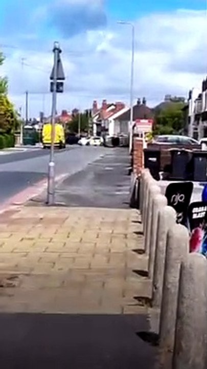 Car towing inflatable speed boat lands on its side after two-vehicle crash in Fleetwood