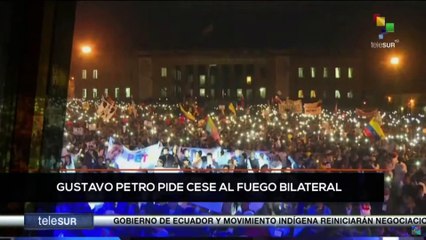 teleSUR Noticias 15:30 05-07: Gustavo Petro llama al cese del fuego bilateral en Colombia