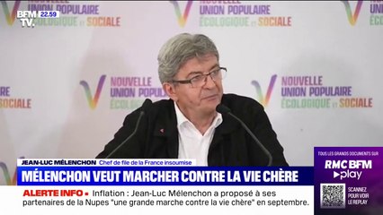 Jean-Luc Mélenchon envisage "une grande marche contre la vie chère" en septembre "à l'initiative de la Nupes"