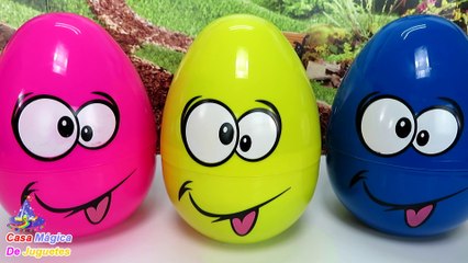 3 Huevos Sorpresa de Caritas Sacando la Lengua Huevos Color Rosa Amarillo y Azul Huevos con Ojos Sorpresa
