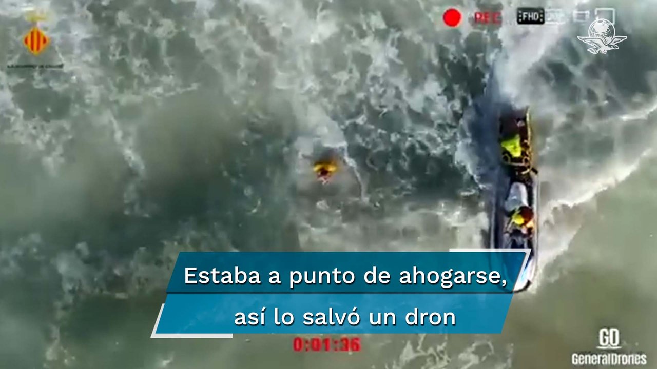 Dron salva a adolescente que estaba a punto de ahogarse en playa de España