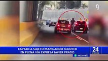 Arriesgan sus vidas: Registran a varios conductores de scooters utilizando vías principales de Lima