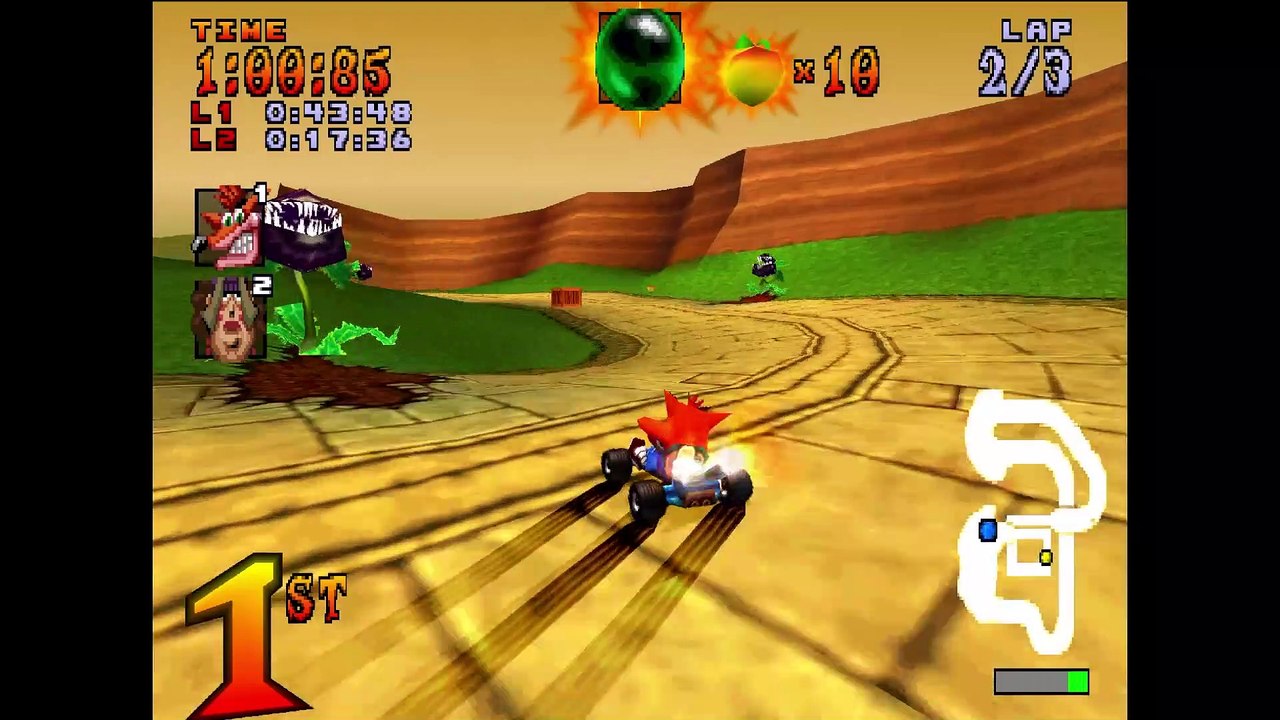 [PS1] Crash Team Racing Gameplay - Papu Papu's Challenge