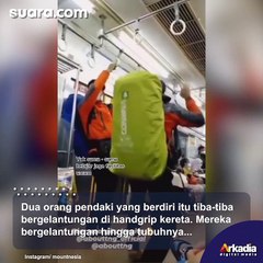 Aksi Dua Pendaki Gelantungan di Handgrip Kereta, Banjir Kecaman Publik