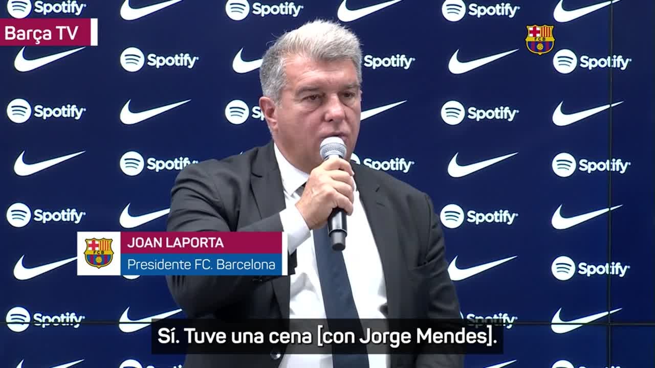 Laporta admite una reunión con Mendes, pero elude hablar de Cristiano