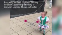 Adorable video of 4 year old Highland dancer recovering after fall