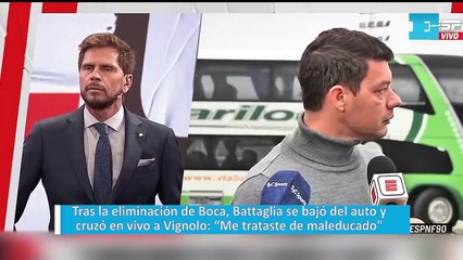 Tras la eliminación de Boca, Battaglia se bajó del auto y cruzó en vivo a Vignolo: “Me trataste de maleducado"