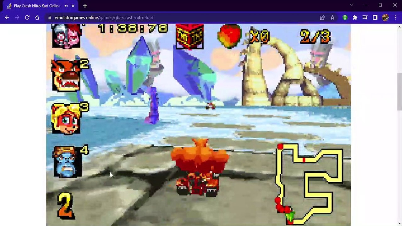 Crash Nitro Kart (GBA) - Barin Track 1: Meteor...
