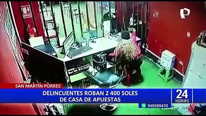 SMP: delincuentes roban por tercera vez casa de apuestas y se llevan S/ 2 400