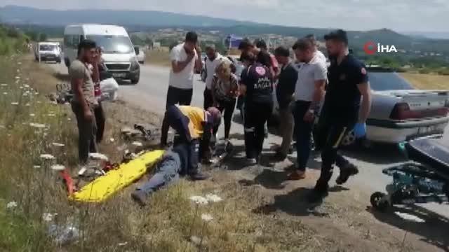 Otomobille çarpışan motosiklet sürücüsü yaralandı