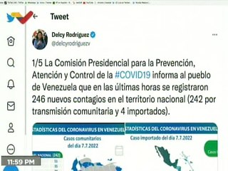 COVID-19 | Venezuela registró 242 casos comunitarios, 4 importados y 519.447 pacientes recuperados