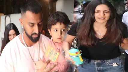 Natasha Stankovic Spotted with Hardik Pandya and Son at Hakimaalim Salon Bandra|FilmiBeat *TV