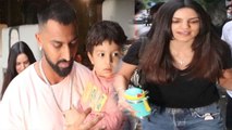 Natasha Stankovic Spotted with Hardik Pandya and Son at Hakimaalim Salon Bandra|FilmiBeat *TV