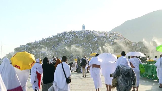 الحجاج يؤدون على جبل عرفات الركن الأعظم لأكبر حج في زمن فيروس كورونا