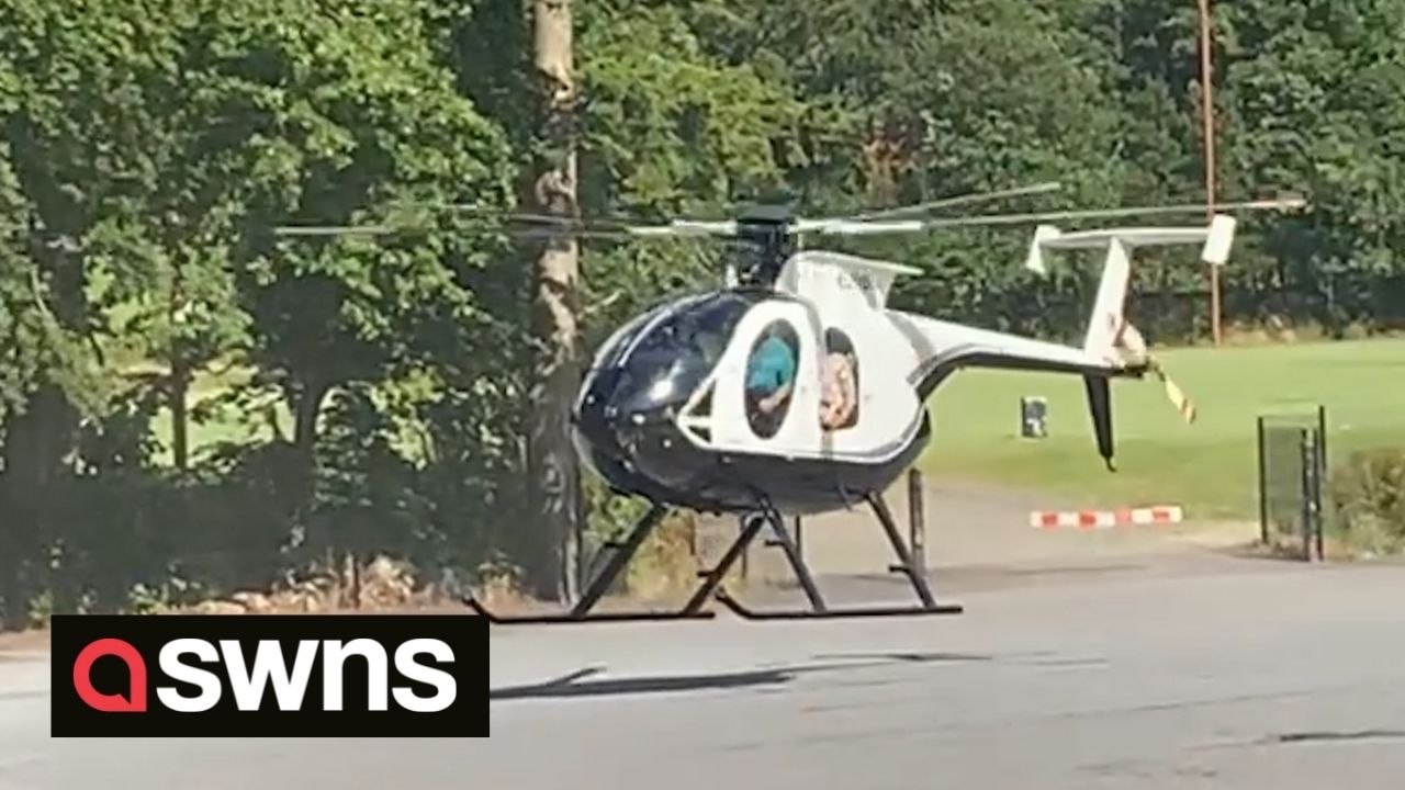 Teen couple arrive in style at school prom - via a HELICOPTER