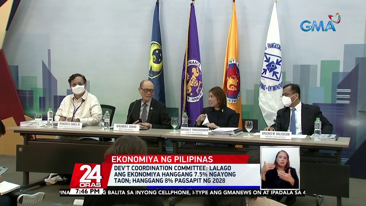 Development Coordination Committee: Lalago ang ekonomiya hanggang 7.5% ngayong taon; hanggang 8% pagsapit ng 2028 | 24 Oras