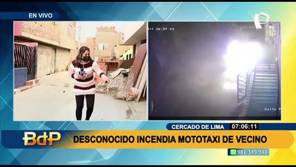 Acto de vandalismo en Cercado de Lima: Desconocido quemó mototaxi de vecino