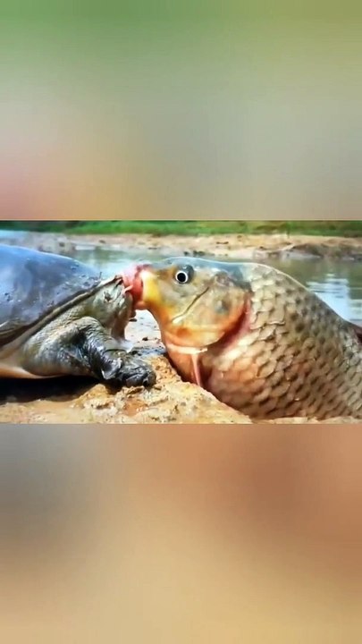 La nature en action, tortue contre poisson, un vrai combat pour la survie