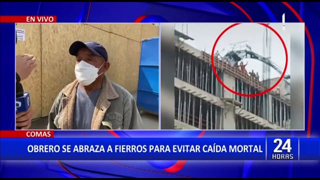 ¡Fierros le salvan la vida! obrero queda suspendido a 30 mtrs de edificio en construcción