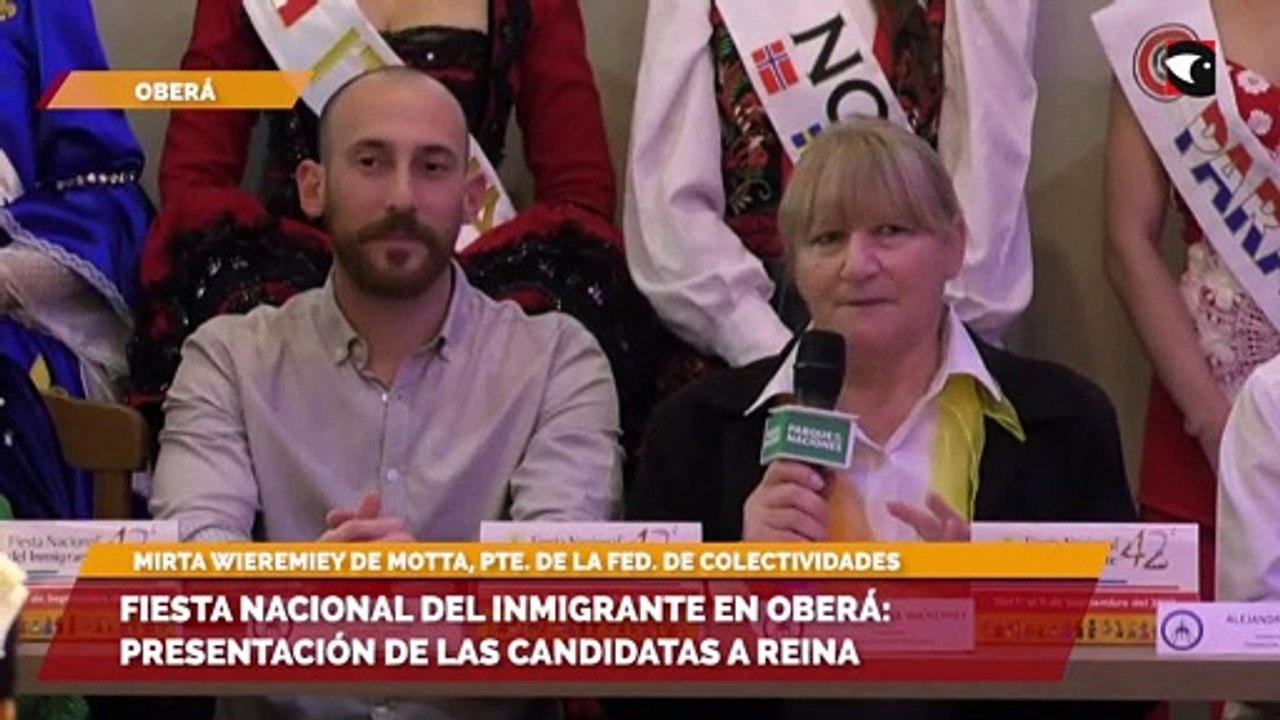 Conferencia Fiesta Nacional del Inmigrante en Oberá presentación de las candidatas a reina