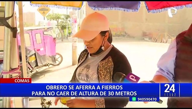 ¡Se salvó de morir! Obrero se abraza a fierros para evitar caída de 30 metros en Comas