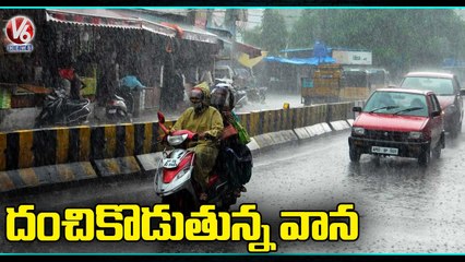 Heavy Rainfall in Hyderabad _ Huge Flood Water Logging on Roads _ V6 News