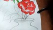 Drawing | how to draw flowers | how to draw flowers step by step | how to draw flowers in a vase