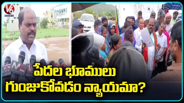 BJP Leader Andela Sriramulu Slams TRS Leaders , Inspects Huts Demolished Area _ Rangareddy _ V6 News