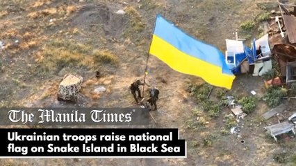 Ukrainian troops raise national flag on Snake Island in Black Sea