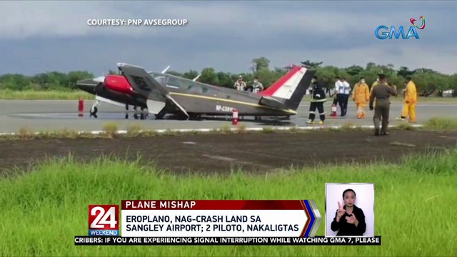 Eroplano, nag-crash land sa sangley airport; 2 piloto, nakaligtas | 24 Oras Weekend