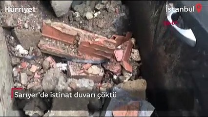 Sarıyer'de istinat duvarı çöktü