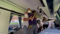 Tour de France 2022 - La victoire de Bob Jungels sur la 9e étape du Tour avec Riccardo et Sabino dans le bus AG2R Citroën