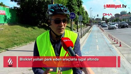 Bisiklet yolları park eden araçlarla işgal altında 