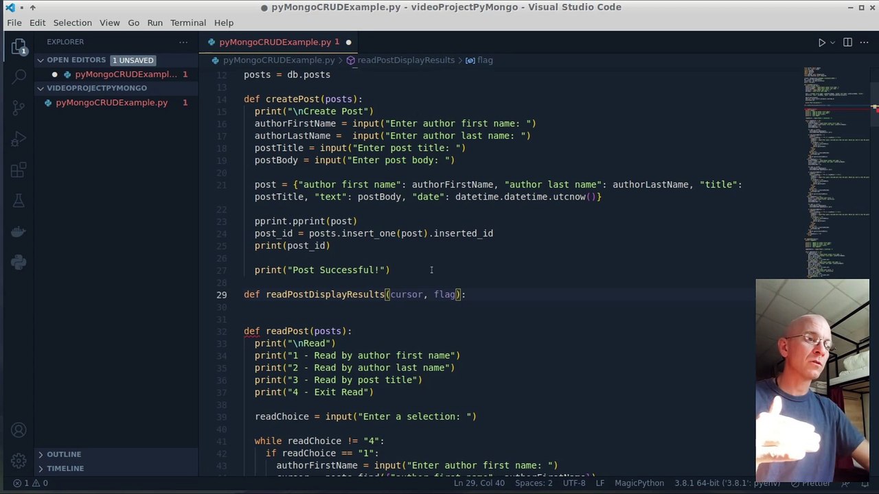A command line CRUD app using Python and MongoDB Part 4 – Delete, Clean-up Code