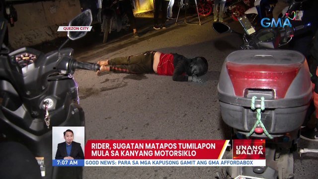 Rider, sugatan matapos tumilapon mula sa kanyang motorsiklo | UB