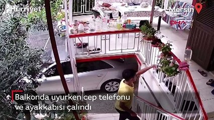 Uyurken cep telefonu ve ayakkabısı çalındı! İşte o anlar...