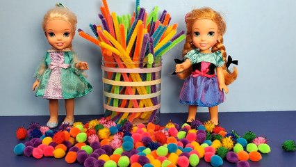 Making crafts at home ! Elsa and Anna toddlers