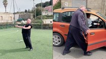 'Old man displays his IMPRESSIVE inner strength by running like a young athlete '